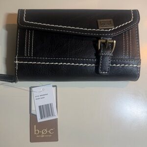 b.o.c. Black Leather Wallet with Buckle